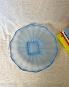 Vintage Blue Frosted Glass Shallow Bowl