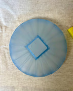 Vintage Blue Frosted Glass Shallow Bowl