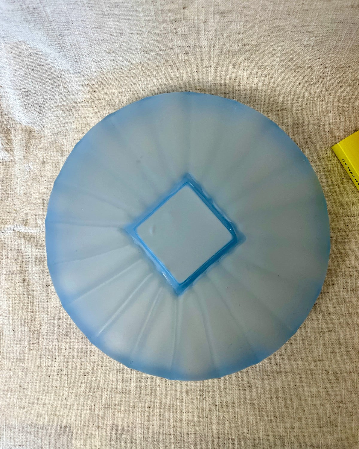 Vintage Blue Frosted Glass Shallow Bowl