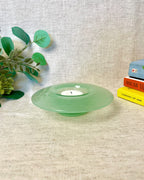 Vintage Green Glass Tealight Holder Bowl