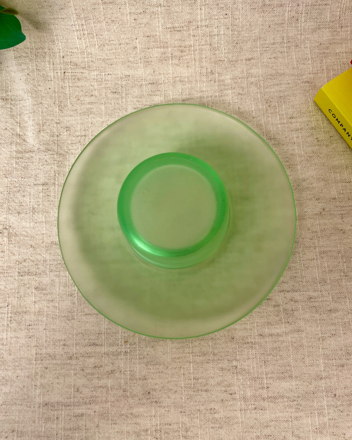 Vintage Green Glass Tealight Holder Bowl