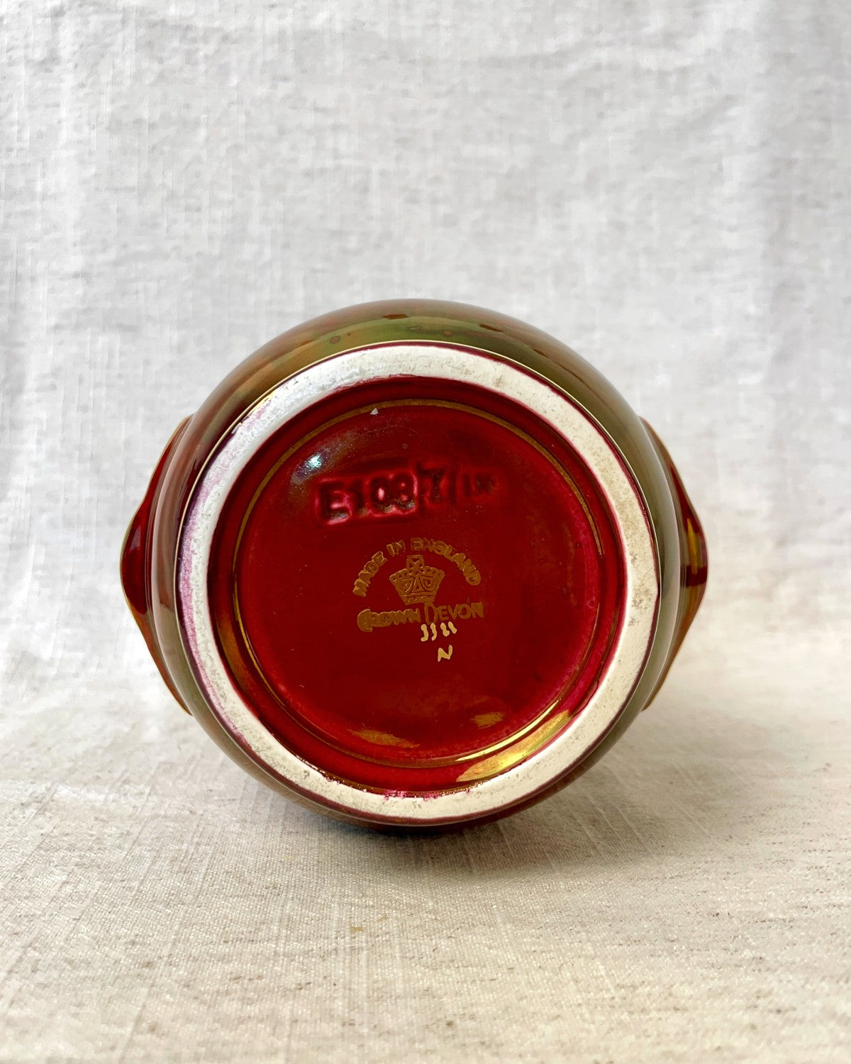 Vintage Red Irredescent Ceramic Vase