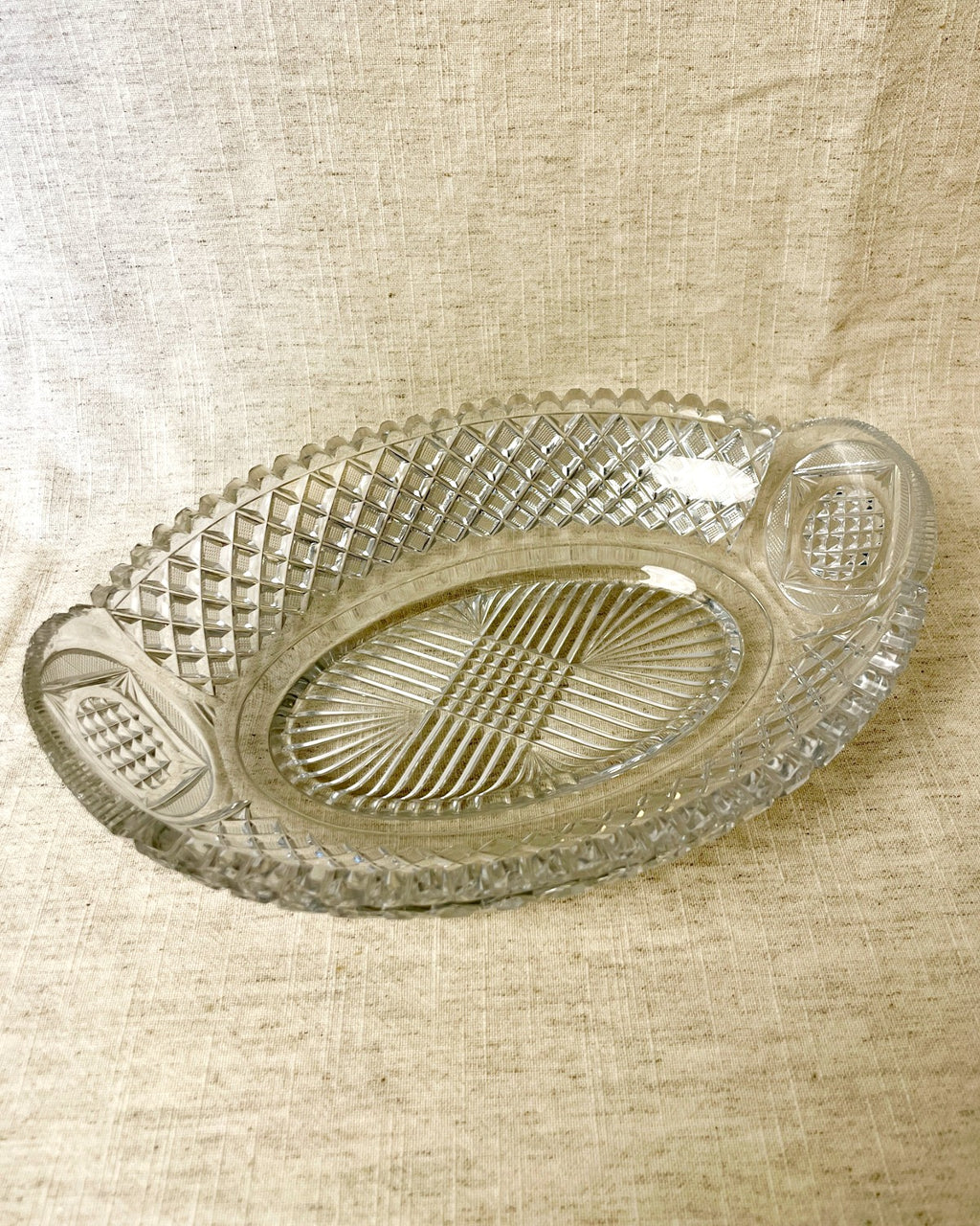Vintage Cut Glass Serving Dish