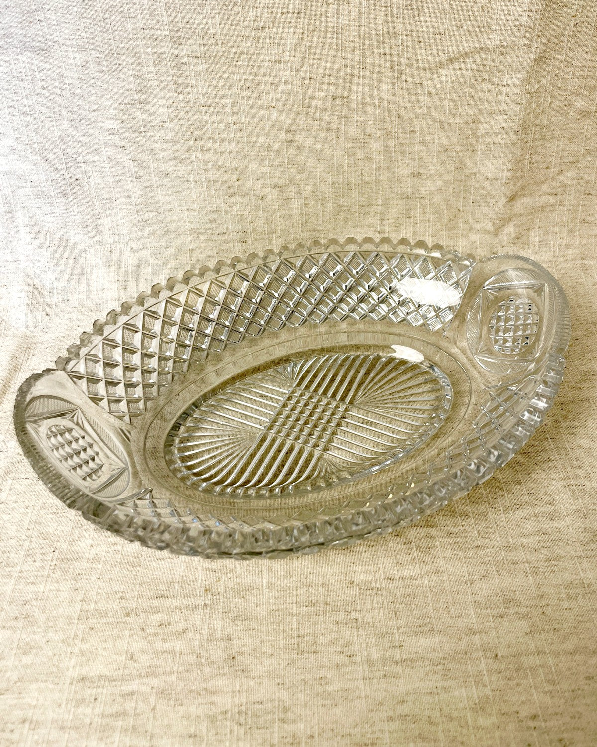 Vintage Cut Glass Serving Dish