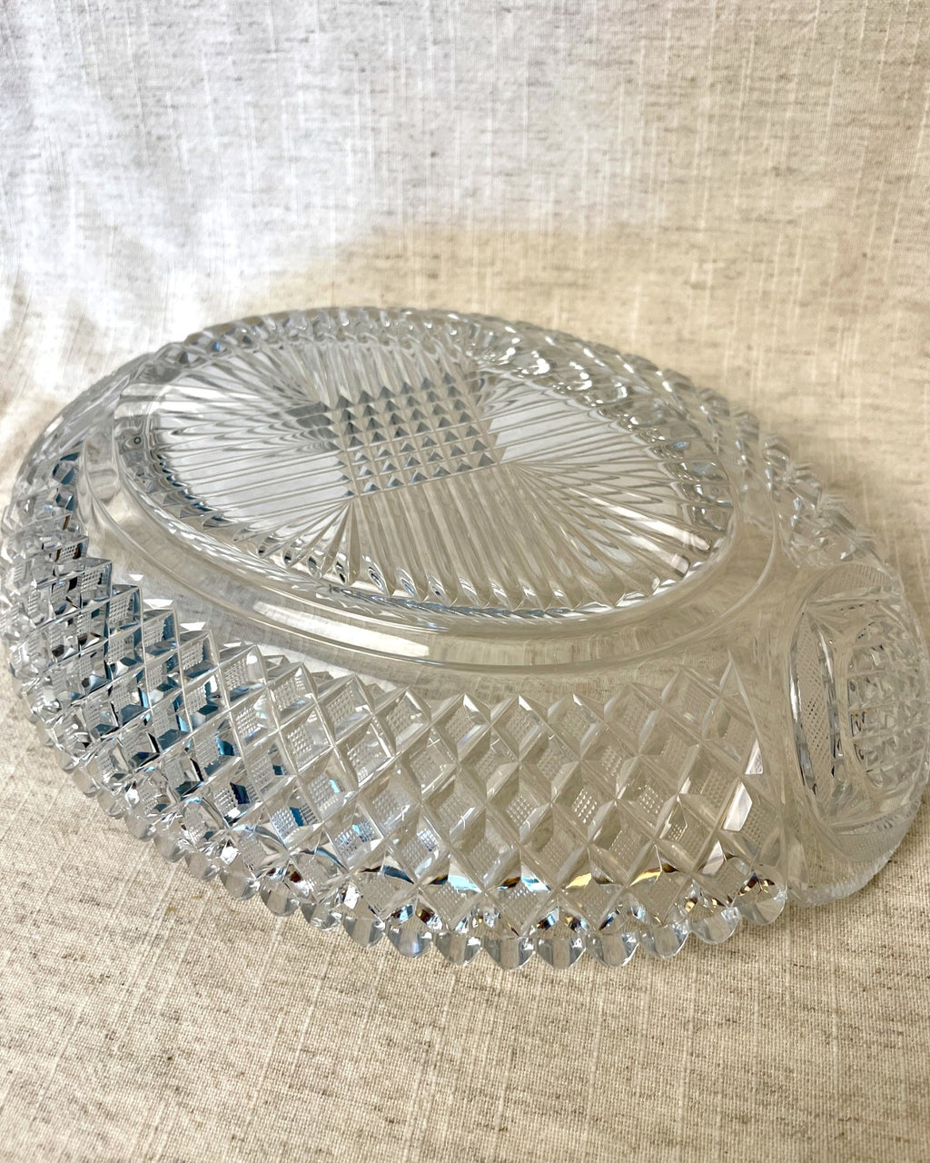Vintage Cut Glass Serving Dish