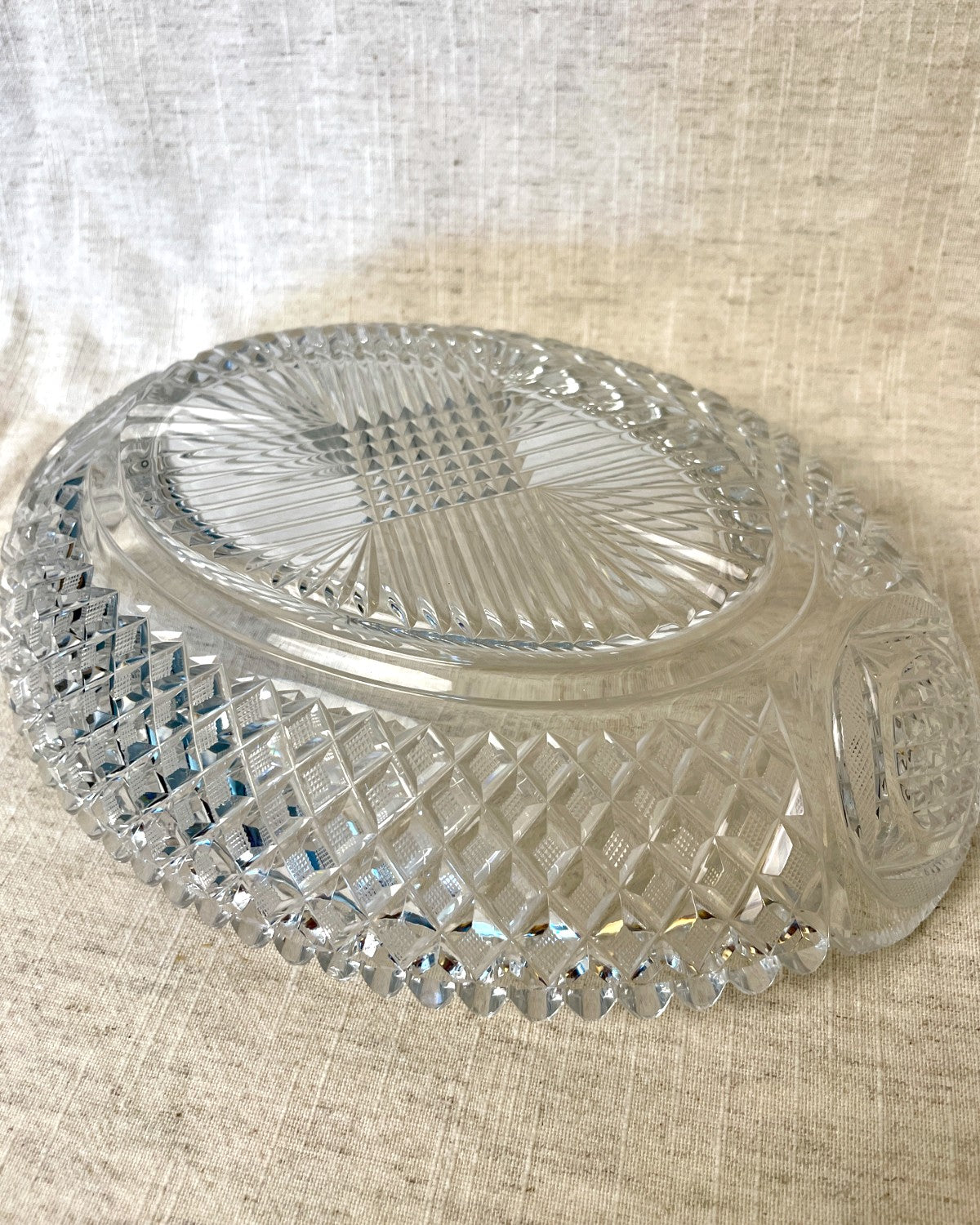 Vintage Cut Glass Serving Dish