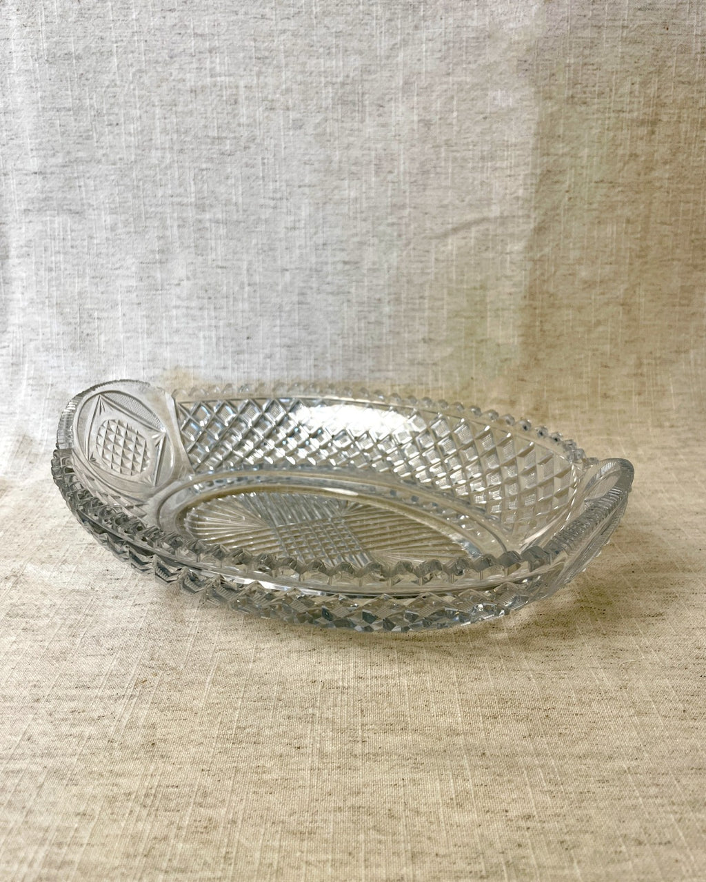 Vintage Cut Glass Serving Dish
