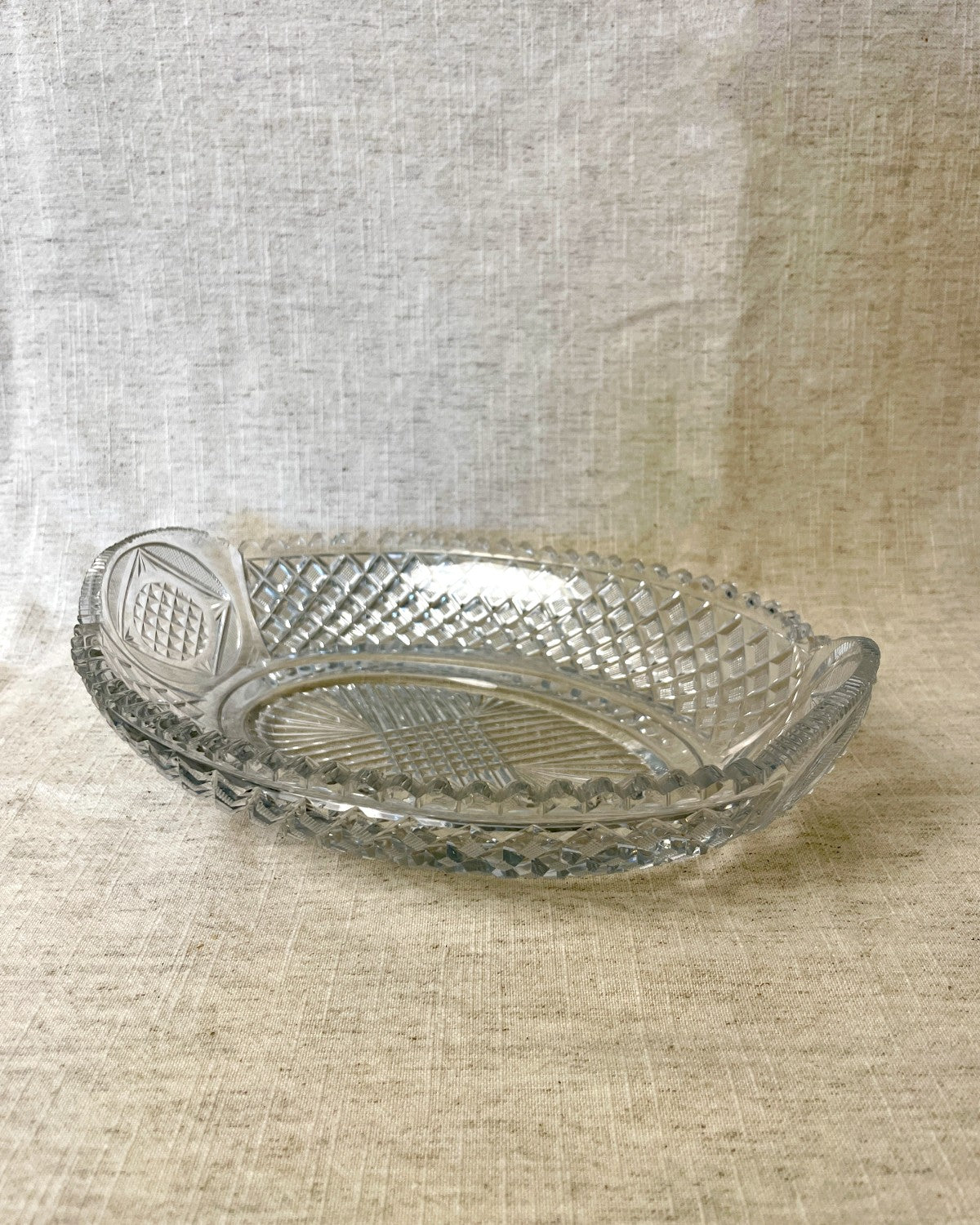 Vintage Cut Glass Serving Dish