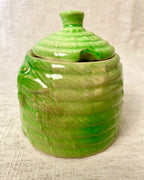 Vintage Green Ceramic Honey Pot