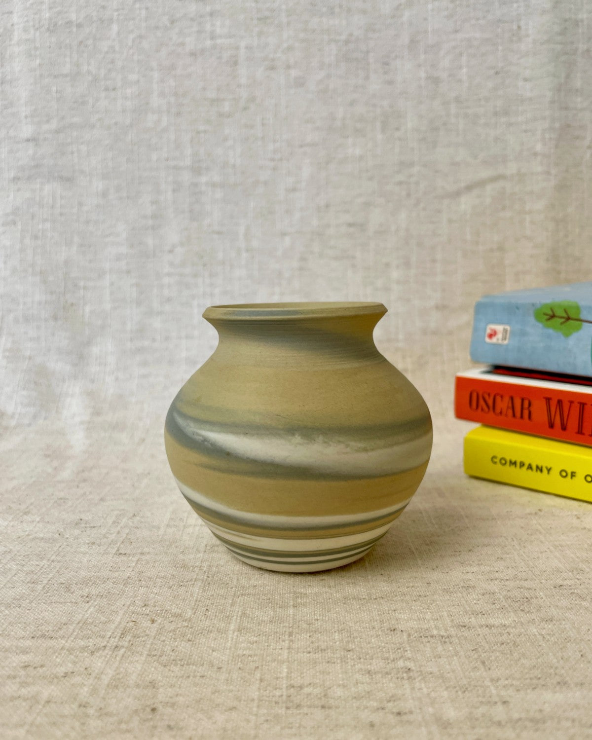 Small Stoneware Vase, Swirl Design