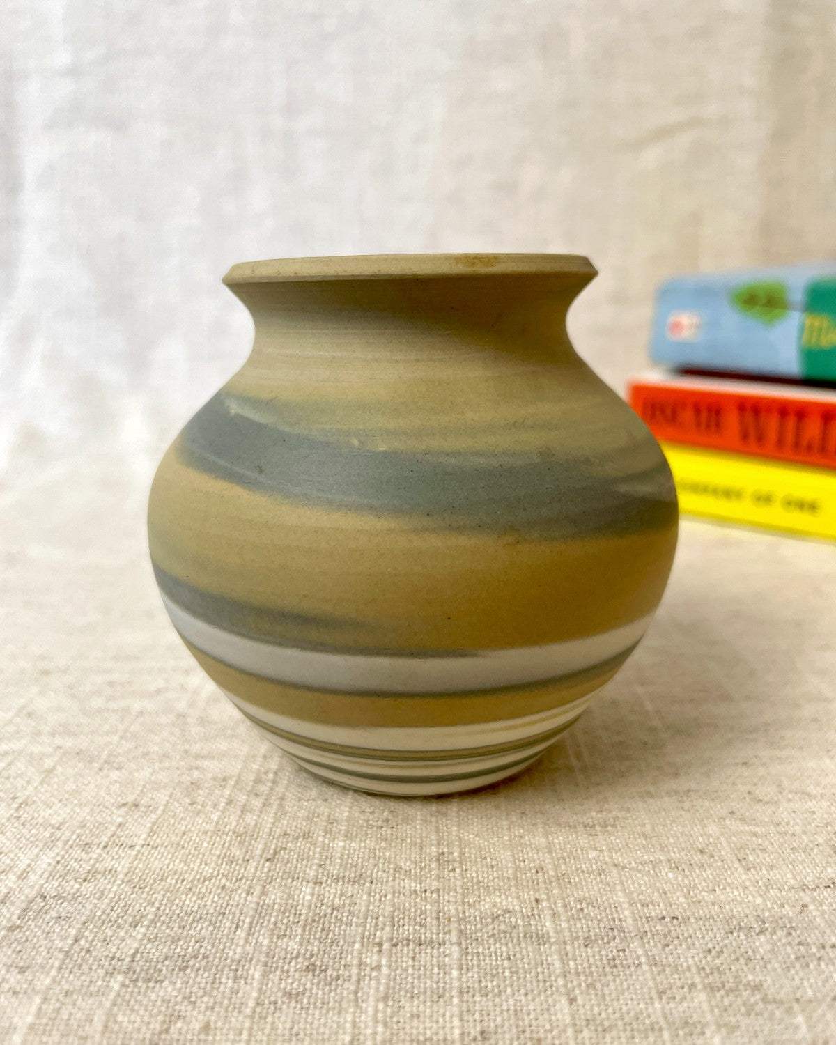 Small Stoneware Vase, Swirl Design