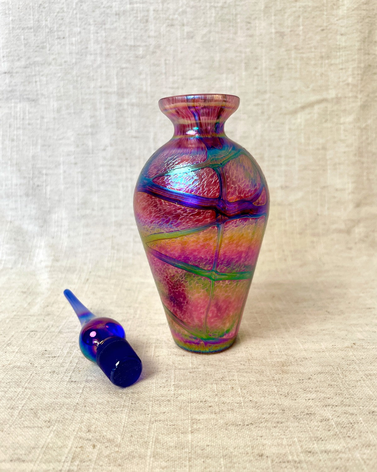 Okra Glass Irredescant Perfume Bottle