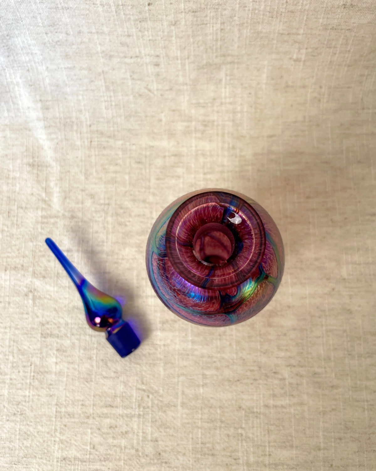 Okra Glass Irredescant Perfume Bottle