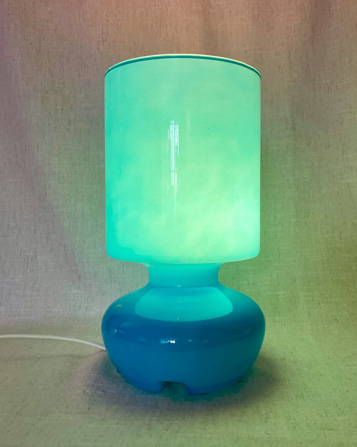 Vintage IKEA Lykta Blue Glass Table Lamp