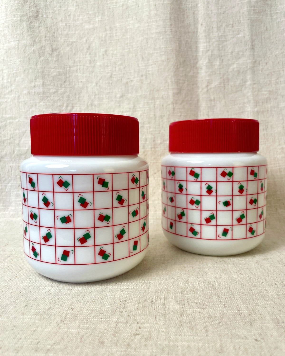 Vintage Milk Glass Storage Jars, Set of 2