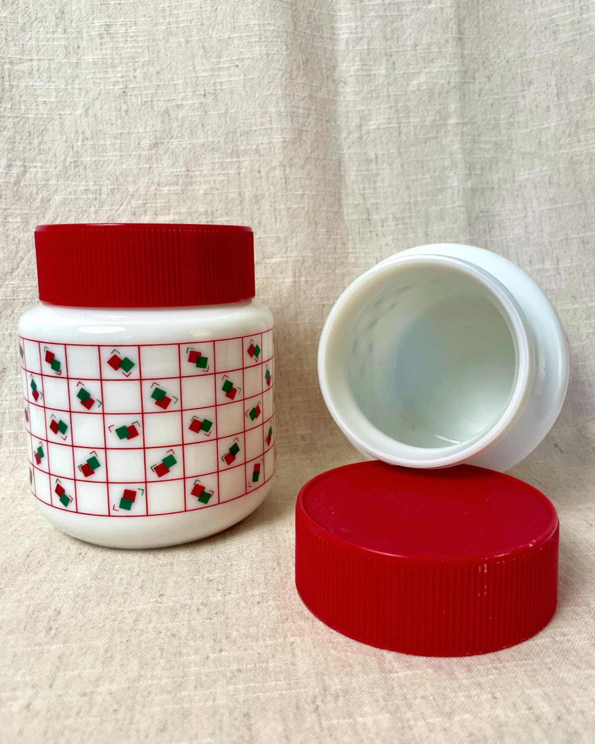 Vintage Milk Glass Storage Jars, Set of 2