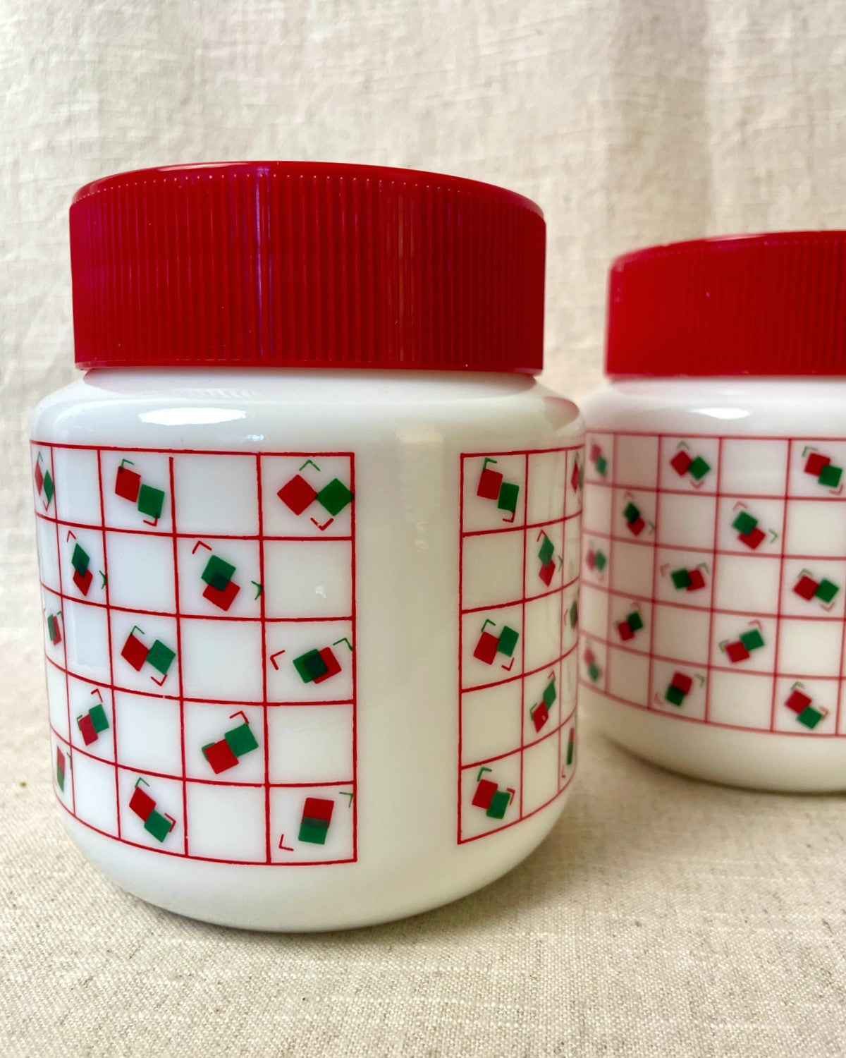 Vintage Milk Glass Storage Jars, Set of 2
