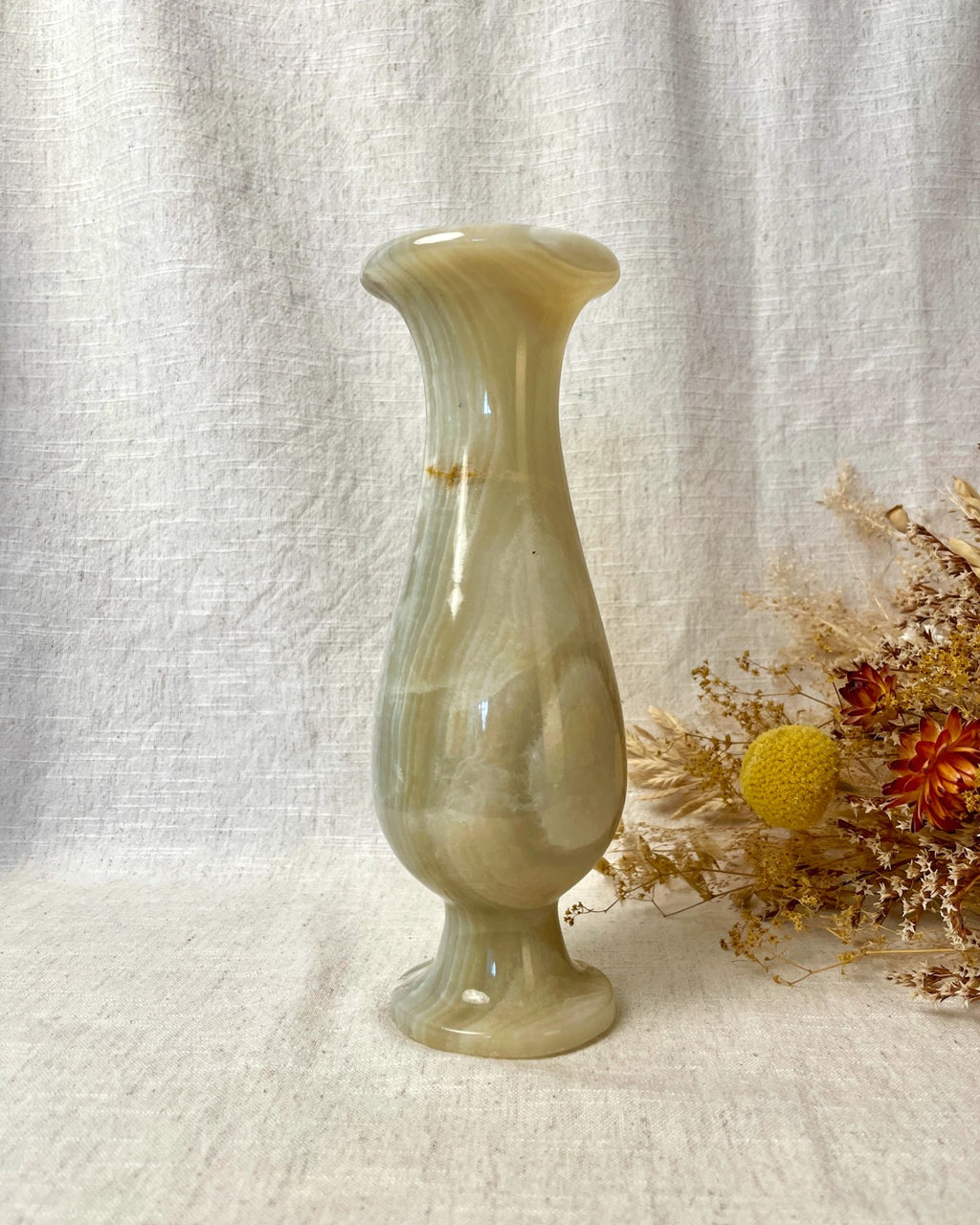 Marble Onyx Fluted Vase