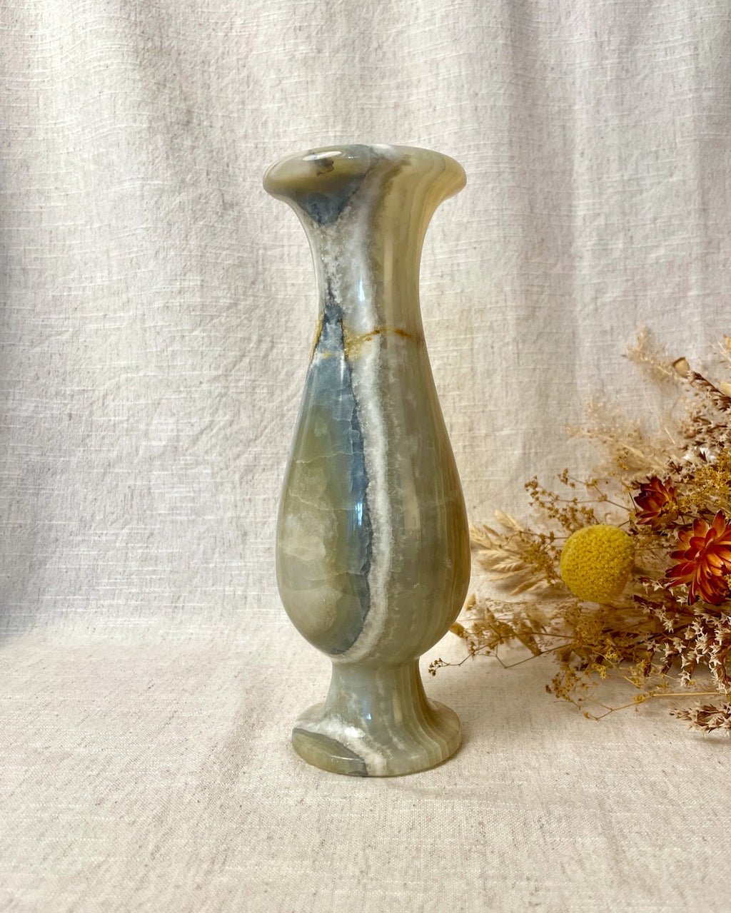 Marble Onyx Fluted Vase
