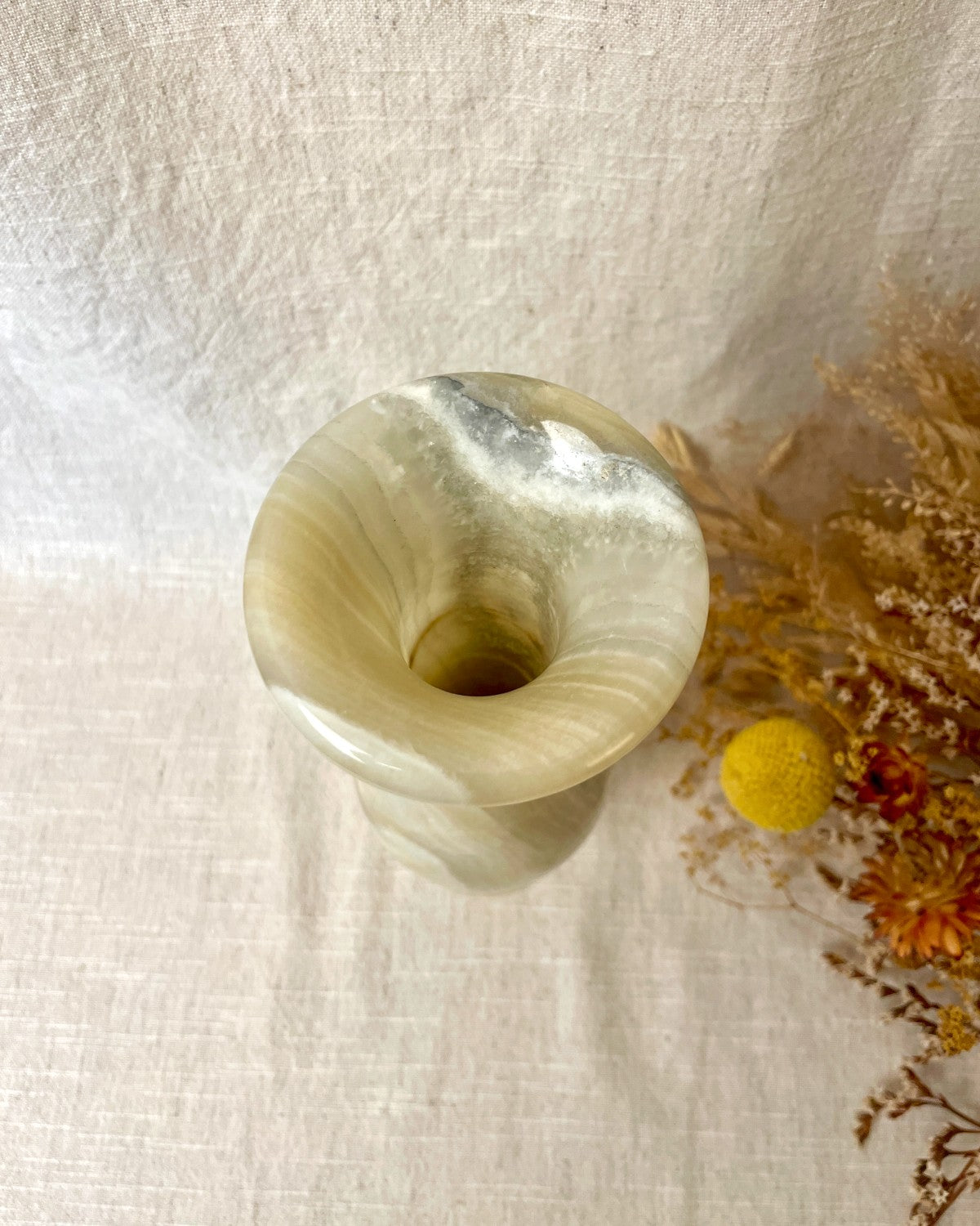 Marble Onyx Fluted Vase