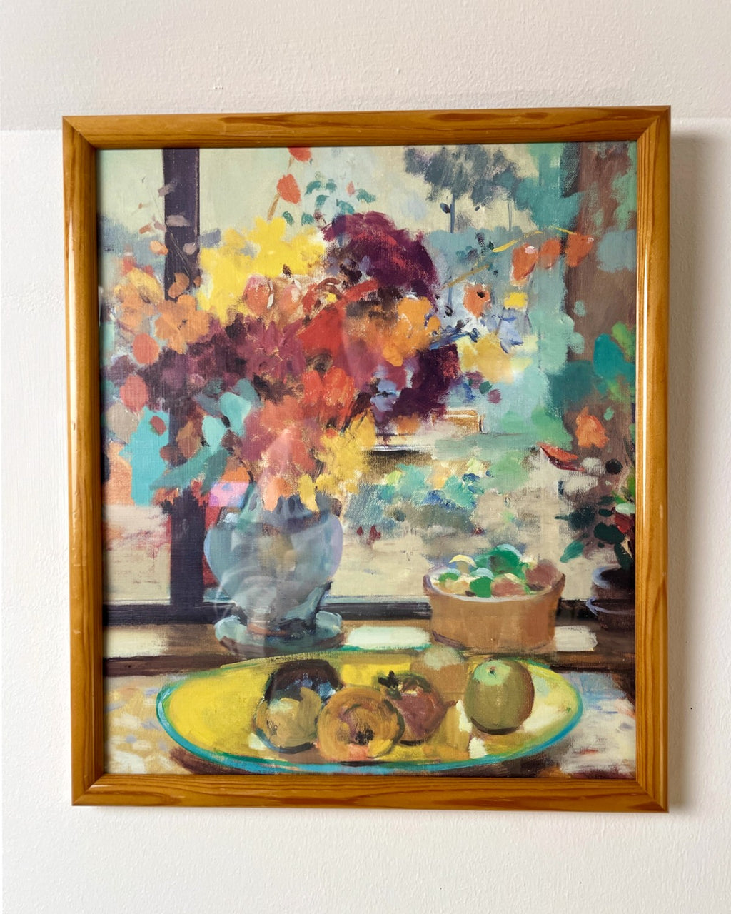 Vintage Still Life Oil Painting in Wooden Frame