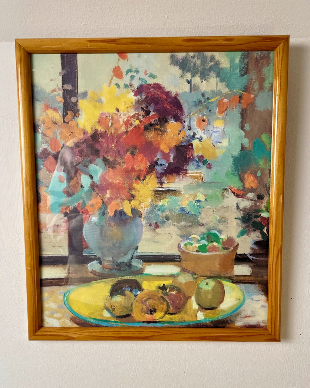 Vintage Still Life Oil Painting in Wooden Frame