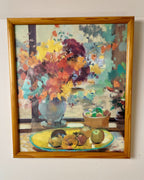 Vintage Still Life Oil Painting in Wooden Frame