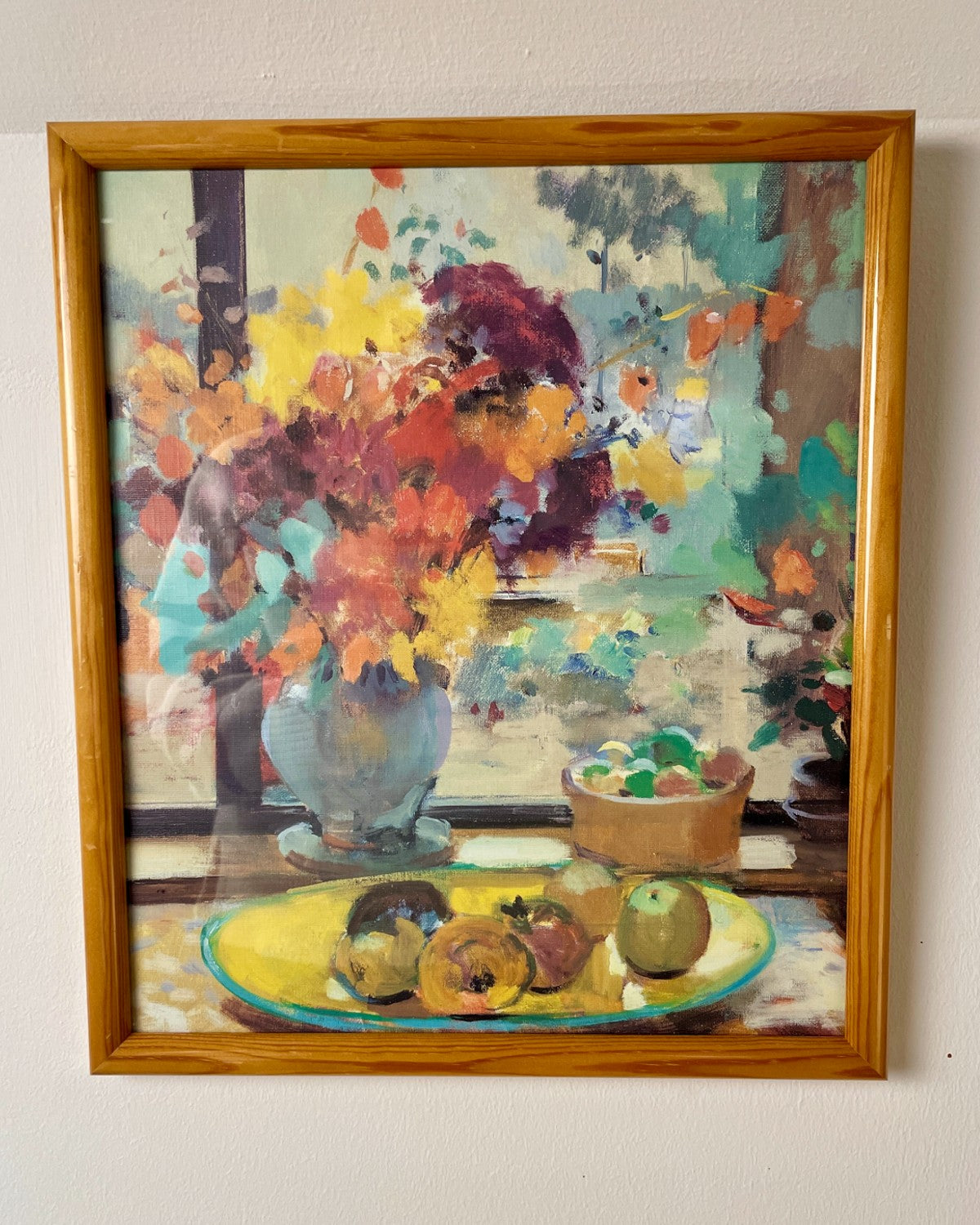 Vintage Still Life Oil Painting in Wooden Frame