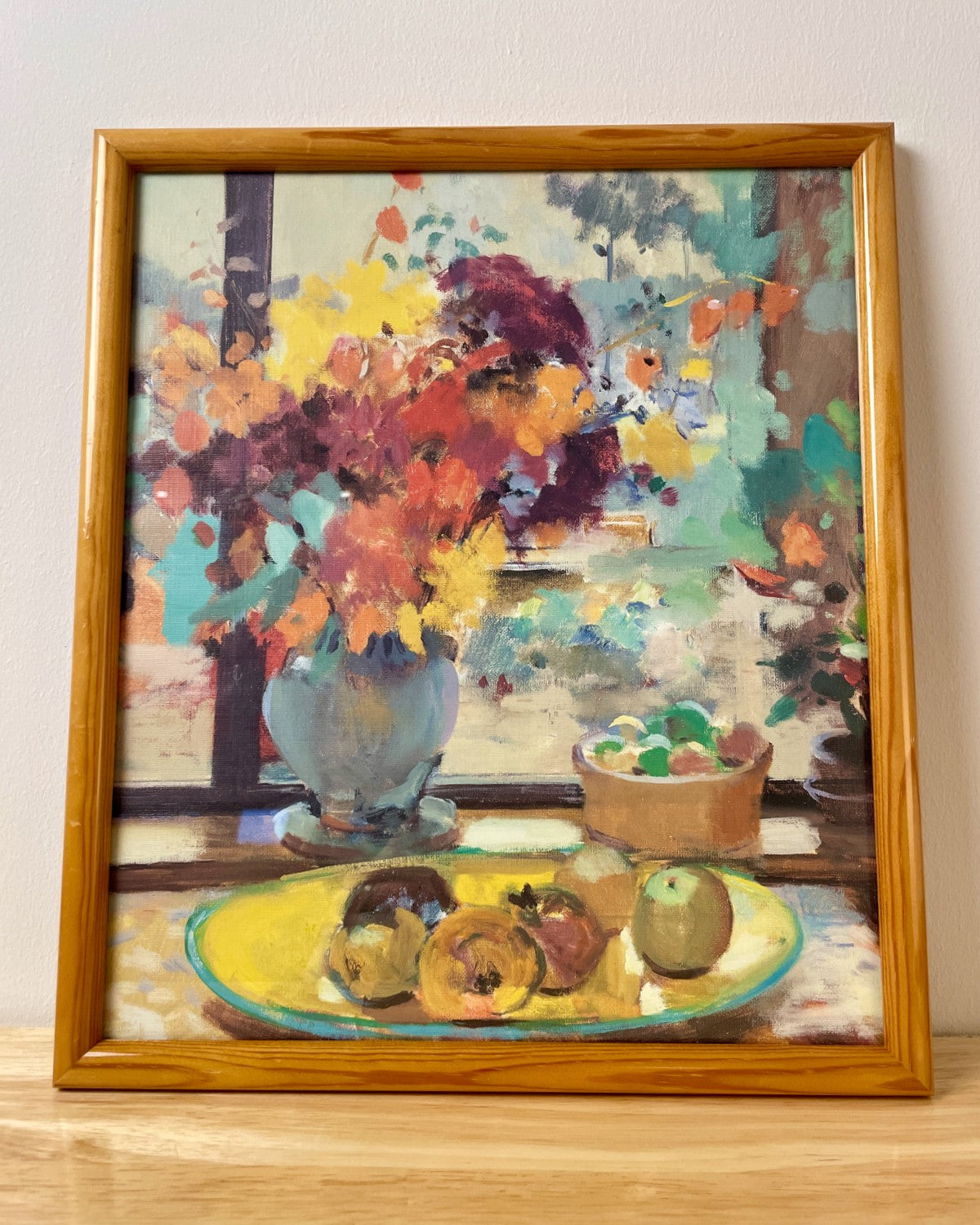 Vintage Still Life Oil Painting in Wooden Frame
