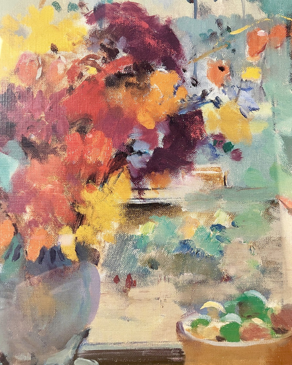 Vintage Still Life Oil Painting in Wooden Frame