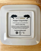 German Decorative Square Cat Plate - 'Visit to the Katz Family'