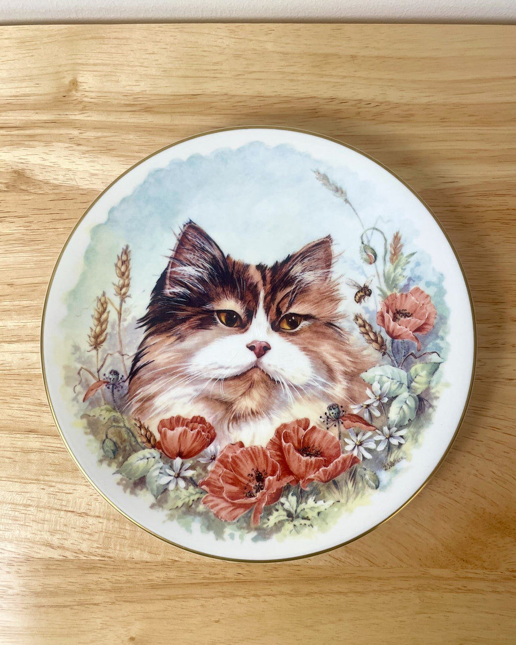 Royal Worcester Cat Decorative Plate - Gilt Edge