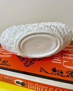 Antique Milk Glass Woven Basket
