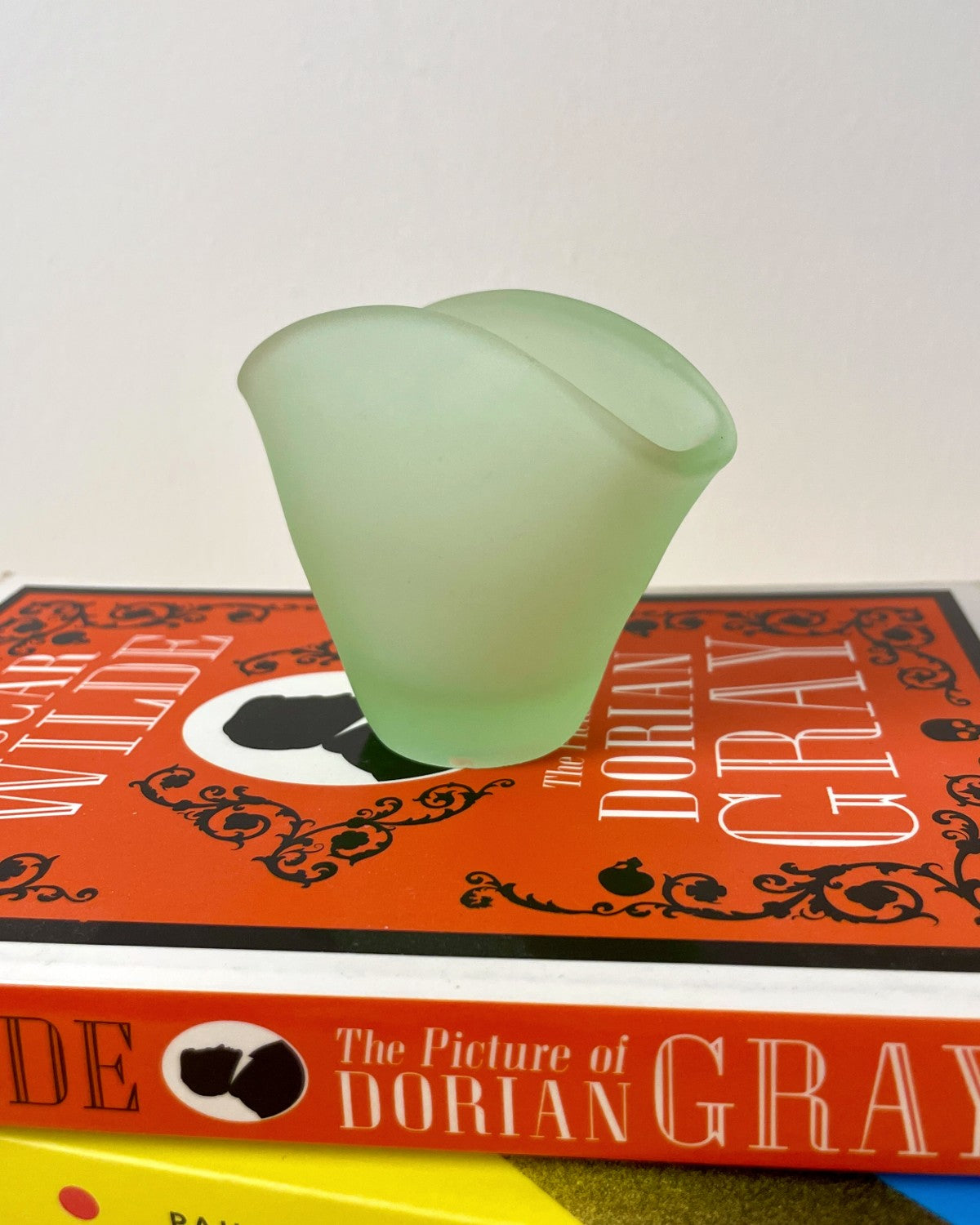 Art Deco Miniature Frosted Green Glass Bowl