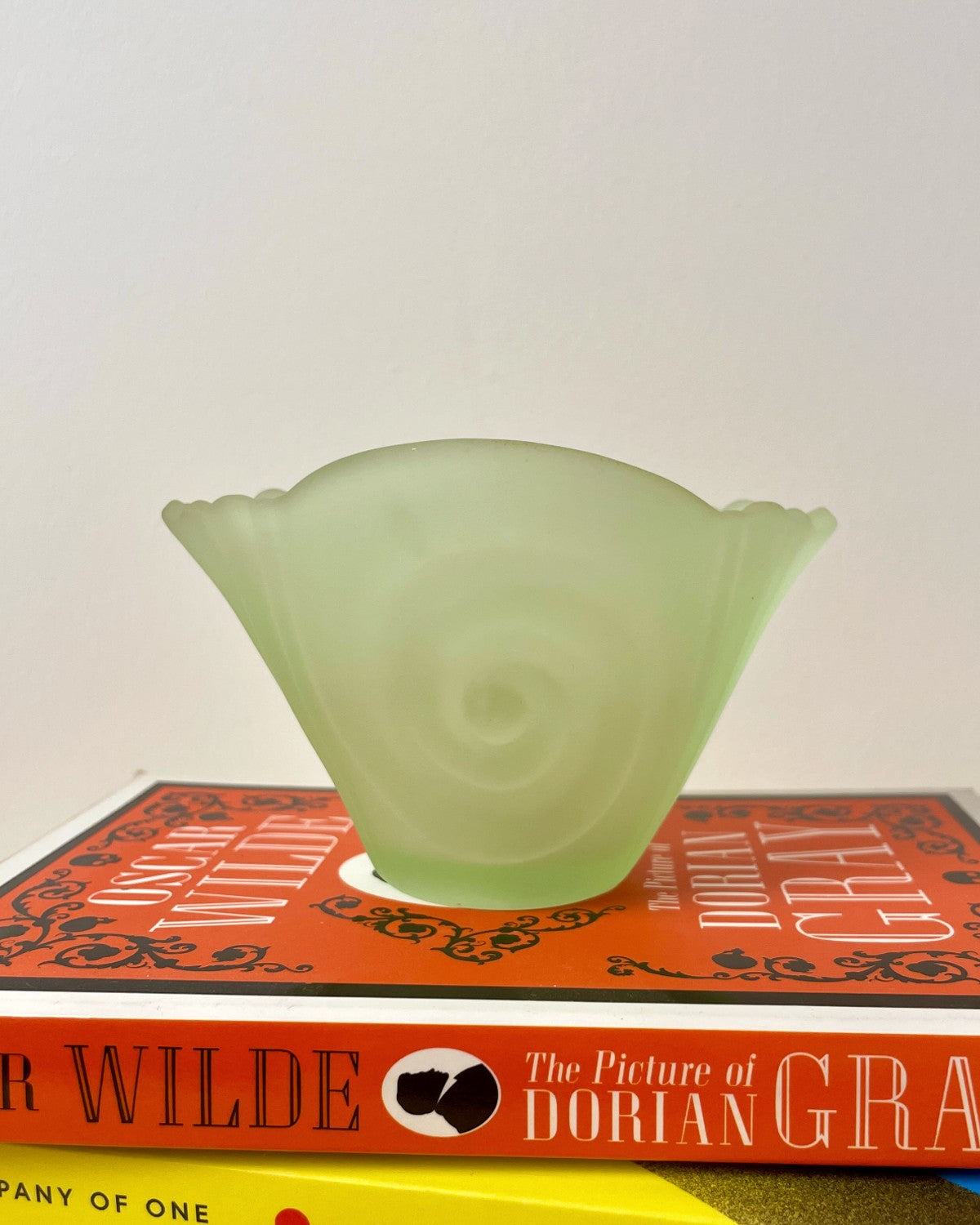 Art Deco Green Frosted Glass Bowl
