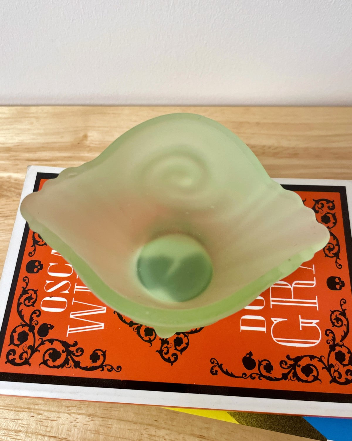 Art Deco Green Frosted Glass Bowl